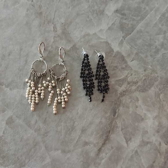 Black and White Dangle Earrings Set Bundle 4 Pairs - Picture 5 of 7